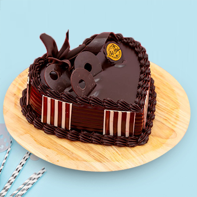 "Heart Shape Double Chocolate Cake -1 Kg (Bangalore Exclusives) - Click here to View more details about this Product